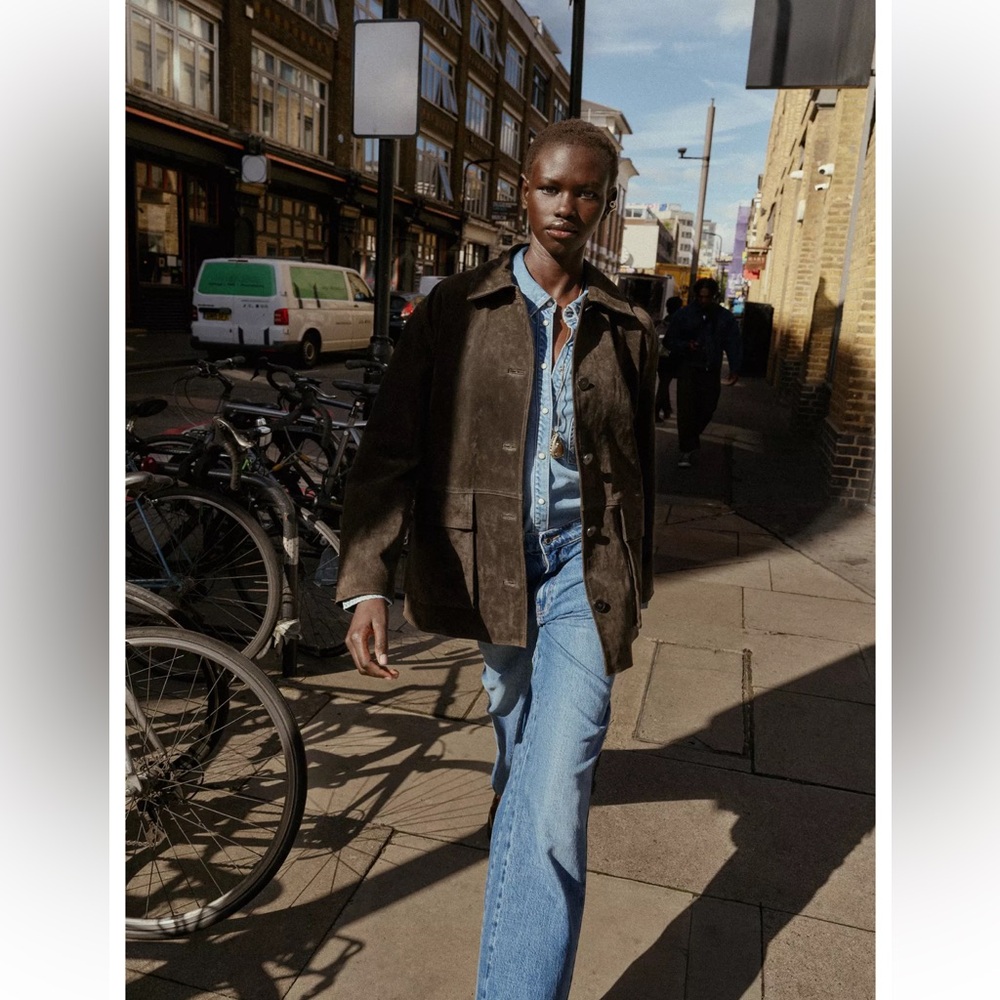 ZARA 100% SUEDE LEATHER JACKET NWT - Picture 9 of 16